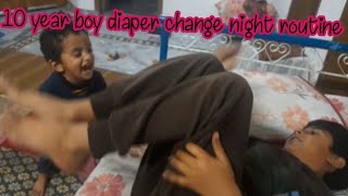 how to change diaper 10 year boy change daiper night time routine with my toddler DuckyBhai [upl. by Uyekawa]