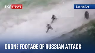 War in Ukraine Drone footage shows Russian troops movement on the frontline [upl. by Ahcim338]