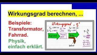 Wirkungsgrad berechnen einfach erklärt mit Beispielen Trafo Fahrrad Physik [upl. by Akinahc]