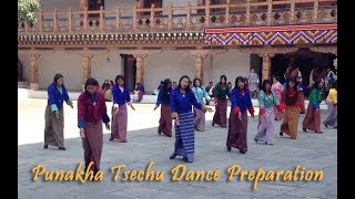 Punakha Tsechu Fulmoon festival dance preparation in Bhutans Punakha Dzong Monastery [upl. by Giavani]