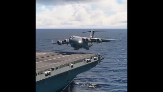 Very RARE C17 Globemaster landing on aircraft carrier [upl. by Ayar]