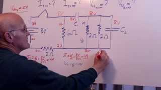 RC Circuit Hard HW Problem  4 resistors 2 capacitors [upl. by Abelard6]