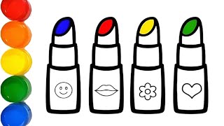 Lipstick drawing paintingcolouring  easy acrylic painting for kids  colour for kids [upl. by Ennoval]