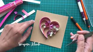 Quilled heart making  Paper Quilling  Greeting Card making for Valentines Day [upl. by Dlnaod]