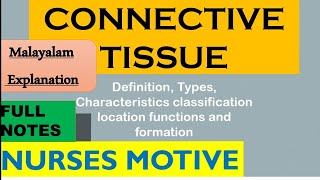 CONNECTIVE TISSUEnotes Malayalam explanationNURSES MOTIVE [upl. by Bank]