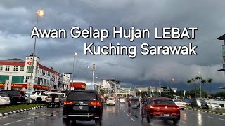 Kuching Sarawak raining heavily to Kuching Airport Green Heights✈️ [upl. by Halyak]