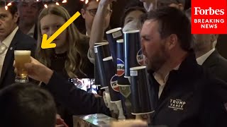 JUST IN Patrons Chant As JD Vance Serves Drinks At Wisconsin Bar Ahead Of Green Bay Packers Game [upl. by Canfield]