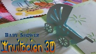 Invitación Baby Shower pop up 3D carreola baby stroller carriage [upl. by Noira]