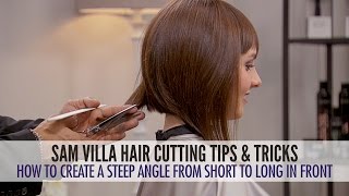 How To Cut Hair Into a Steep Angle and Maintain Length In The Front [upl. by Nosittam974]