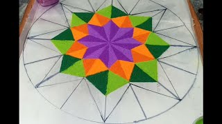 3D rangoli New year rangoli புது வருட கலர் கோலம் 3டிரங்கோலி 3deasy kolam thoorigaikolangal [upl. by Nemaj80]