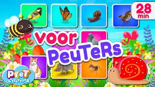 Dieren Leren Nederlands • 20 dieren vogels en insecten in de tuin • Pretlettertjes voor Peuters [upl. by Abehsat]