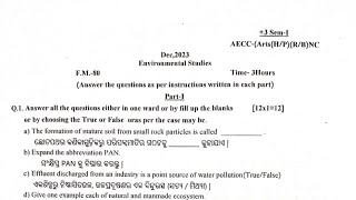 3 1st Semester AECCEVS Question paper 2023 Sambalpur University sambalpuruniversity aecc [upl. by Aratahs]