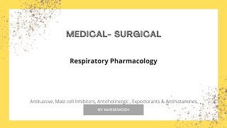 Respiratory Pharm Antitussive Mast cell Inhibitors Anticholinergic  Expectorants Antihistamines [upl. by Ycak]