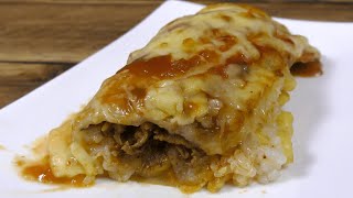 How To Make Pork amp Cheesy Corn Rice Enchiladas  Recipe [upl. by Garik]