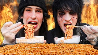 Trying the Spicy Fire Noodles Challenge [upl. by Ahtnamys]