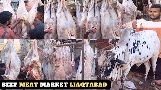 Beef Meat Market Liaqtabad Gosht Wholesale Market in Karachi Pakistan [upl. by Ahgiel]