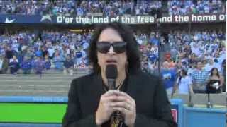 Paul Stanley Sings The National Anthem at Dodger Stadium  Interview Included [upl. by Wendall]