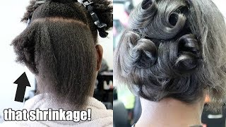 Silk Press  Pin Curls on 4c Natural Hair SalonWork [upl. by Hgielram]