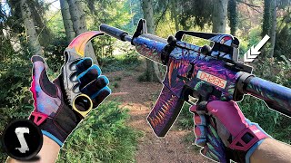 OneTapping Airsoft Players with REAL CSGO M4 Hyperbeast [upl. by Adnuhsar]