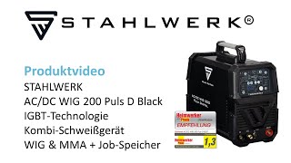 STAHLWERK AC DC WIG 200 Puls Digtal WIG und MMA KombiSchweissgerät mit Jobspeicher  Black Edition [upl. by Ayala]