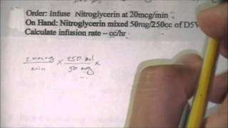 Nitroglycerin infusion Tridil drip find mlhr DO mcgmin SH mgml [upl. by Sheff]