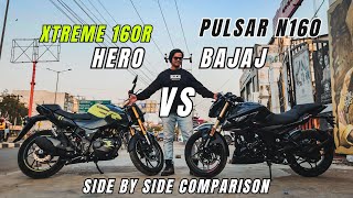 Hero Xtreme 160r 4v Vs 2024 Bajaj Pulsar N160 Comparison  Which is best in 160cc Segment [upl. by Leuqim]