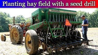 Planting Hay Field with no till seed drill  Alfalfa amp Grass mixture [upl. by Lourdes]