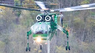 Erickson Skycrane Big forest fire in Italy Helicopters and Canadairs work hard to save the houses [upl. by Einafit]