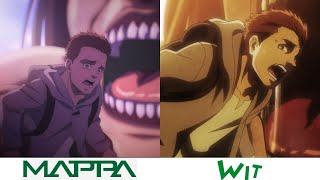 Mappa vs Wit Studio  Ymir eats Marcel Jaw Titan  Attack on Titan Season 4 [upl. by Lauter]