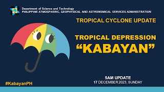 Press Briefing Tropical Depression quotKabayanPHquot  5AM Update December 17 2023  Sunday [upl. by Grearson887]