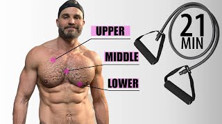 Resistance Band Chest Workout  Works Upper Middle and Lower Chest [upl. by Hirz]