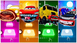 Fire truck eater vs Monster bus vs Truck eater vs Dozer Tiles hop [upl. by Saixela]