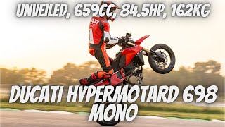 Ducati Hypermotard 698 Mono Unveiled 659cc 845hp 162Kg [upl. by Elocim]