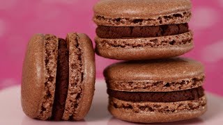 Chocolate Macarons Recipe Demonstration  Joyofbakingcom [upl. by Adnolor]