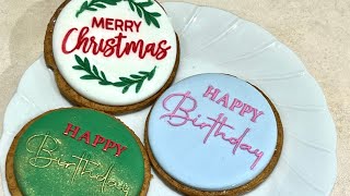 Two tone Fondant cookie debosser tutorial finer text [upl. by Elahcar]