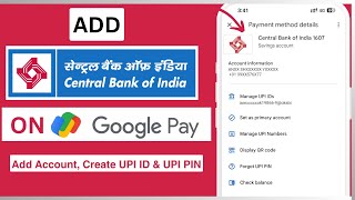 Create Central Bank of India UPI Account on Google Pay Gpay  Add CBI account on Google Pay [upl. by Pani]