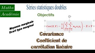 Série statistique double séries marginales moyenne marginale écart type covariancecorrélation [upl. by Rex]