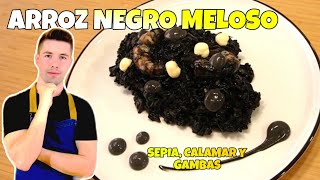 ARROZ NEGRO MELOSO CON SEPIA Y CALAMAR  Receta fácil [upl. by Hanshaw746]