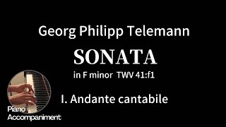 Telemann  Sonata in f minor  1Andante cantabile Piano Accompaniment [upl. by Mastat]