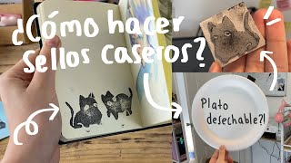 🌸 ¿Cómo hacer sellos caseros CON PLATOS DESECHABLES • Gatitoooos 🌸 [upl. by Gaskins]