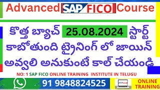 కొత్త బ్యాచ్ స్టార్ట్ అవుతుంది 25082024  SAP FICO Videos in Telugu  SAP FICO Course in Telugu [upl. by Rambow445]