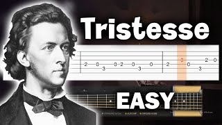 Chopin  Etude Op 10 No 3 Tristesse  EASY Guitar tutorial TAB [upl. by Valene832]