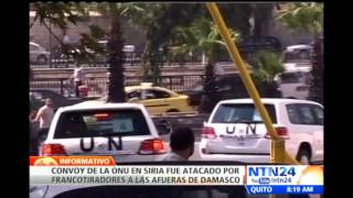 Convoy de la ONU fue atacado por francotiradores a las afueras de Damasco [upl. by Eeleimaj]