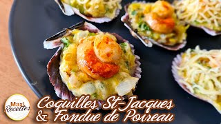 Coquilles SaintJacques et Fondue de Poireau Recette Facile et Rapide [upl. by Alexio]