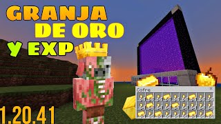 GRANJA de ORO y EXPERIENCIA MUY FÁCIL para MINECRAFT BEDROCK 12041 [upl. by Assenev145]