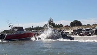 Retrieving a boat when the swell is pushing at Lancelin beach [upl. by Madelon]