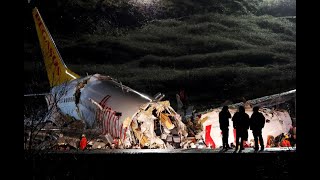 Runway Overrun Istanbul Turkey B737800 5 Feb Pegasus 2193 [upl. by Ahseniuq]