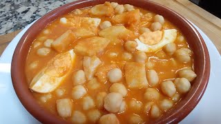 POTAJE DE GARBANZOS CON BACALAO cuaresma con truco para que te queden unos garbanzos perfectos👌🏼 [upl. by Ahsiliw325]