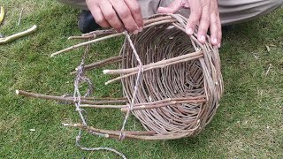 DIY Basket Weaving  How To WeaveMake A Basket Using Tree BranchesTwigs [upl. by Leunas]