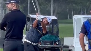 Hideki Matsuyama still working with Stick Drill to maintain swing path [upl. by Devlen571]